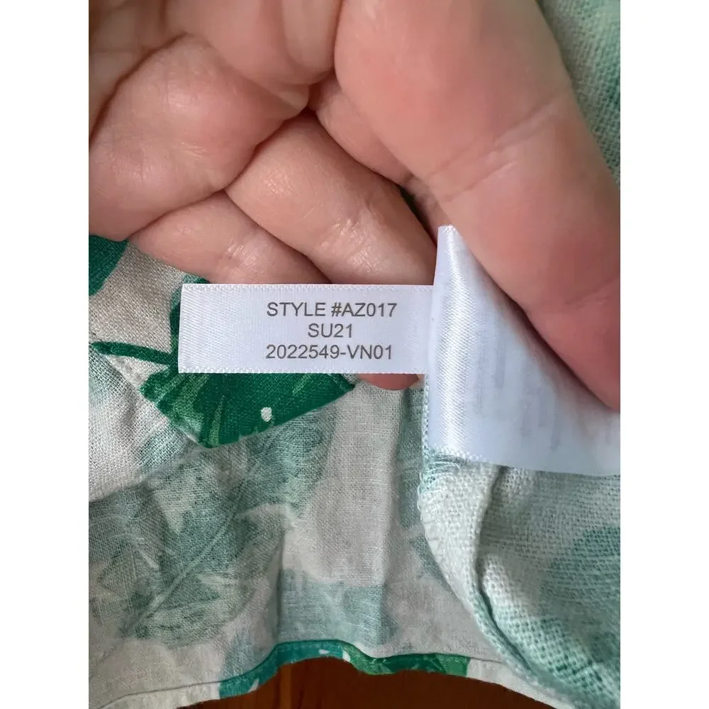 J. Crew Women's Linen-Blend Sleeveless Square Tank Top in Palm Print Size XXS